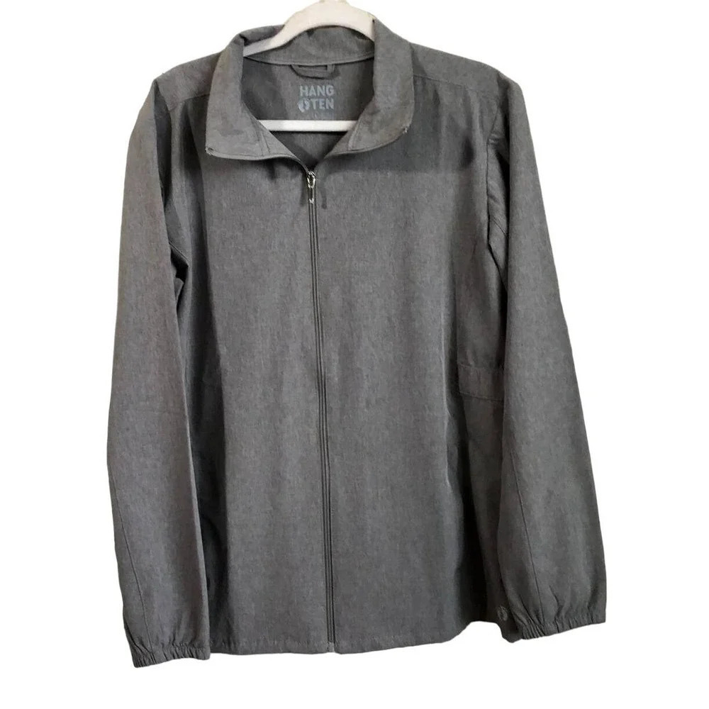 Hang Ten Womens L Gray Long Sleeve Light Jacket UPF 50+ Zipper